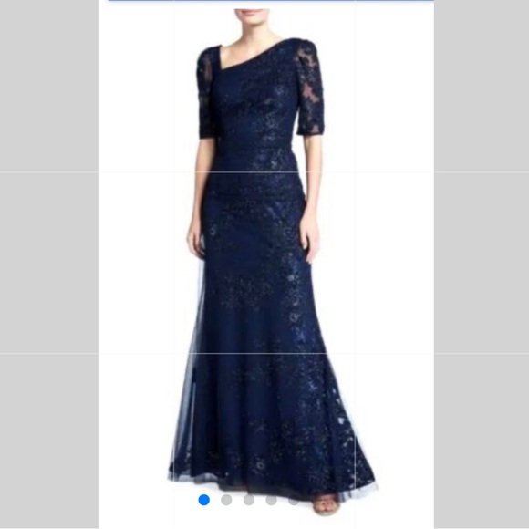 Dark Blue Evening Gown Rickie Freeman Teri Jon size 2 worn once - Picture 1 of 7